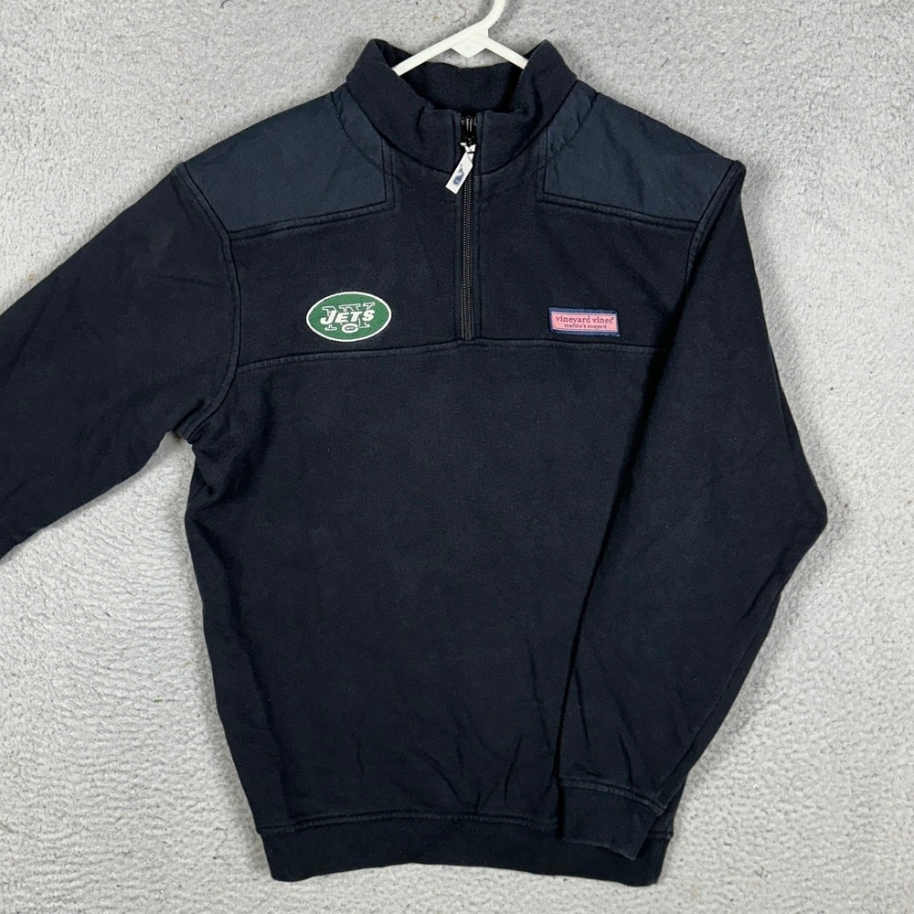 New York Jets Vineyard Vines Pullover Mens XS Black NFL Football EUC